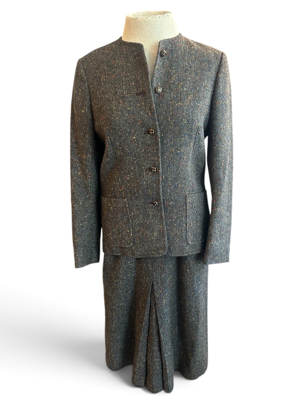 Vintage Jaeger Tailored Women's Tweed Jacket and Skirt Set -  made in Britain